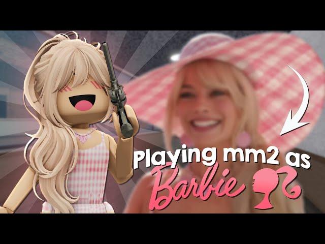 PLAYING MM2 AS BARBIE.. (Murder Mystery 2)