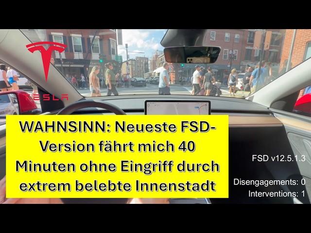 FSD 12.5.1.3 fährt problemlos durch extrem enge Innenstadt von Boston mit Hunderten von Fußgängern 