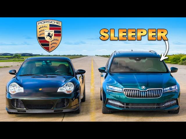 Porsche 911 Turbo S v SLEEPER Skoda Superb: DRAG RACE