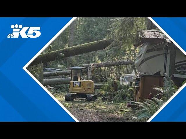 At least 50 RVs, campers crushed by trees at Lake Stevens campground