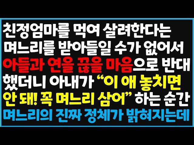 (신청사연) 친정엄마를 먹여 살려야 한다는 며느리를 받아들일 수가 없어서 아들과 연을 끊을 마음으로 반대 했더니 아내가 " 이 애 놓치면 안돼  [신청사연][사이다썰][사연라디오]