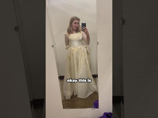 Trying on vintage wedding dresses 