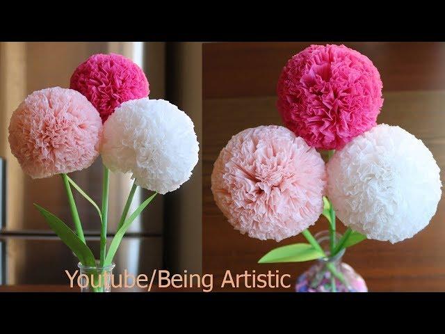 How To Make Round Tissue Paper Flower - DIY Paper Craft