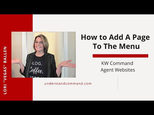 KW Command Agent Websites: How To Add a New Page to the Site Menu