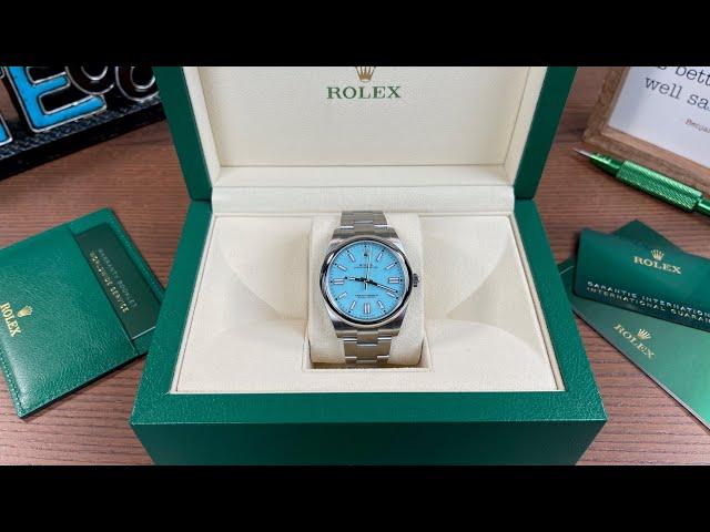 Rolex Oyster Perpetual 41mm Turquoise Blue (Tiffany blue) Ref.124300 - Detailed unboxing