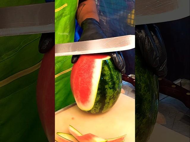 Satisfying!! Thai $1 Bright Red watermelon cutting skills - Thai Street Food