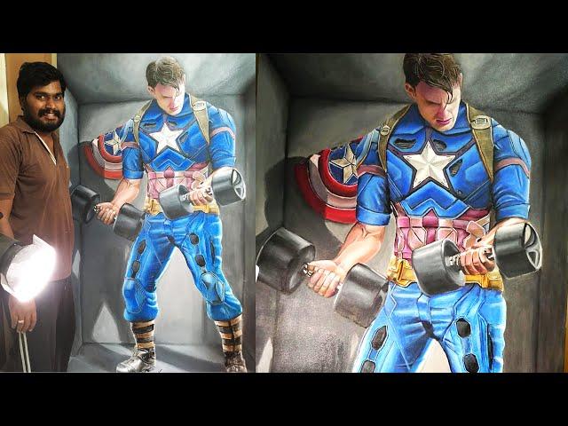 Huge (7 feet) Acrylic painting of Captain America | Time lapse painting