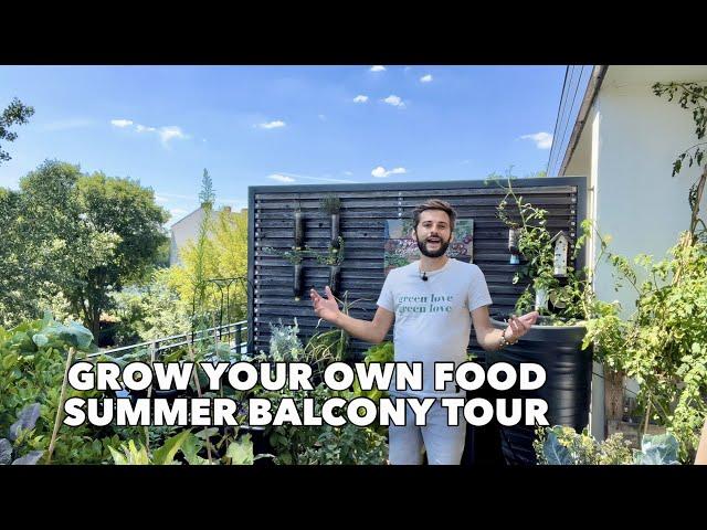 Balcony Garden Tour July  Tips to grow vegetables, fruits & herbs in containers for small space