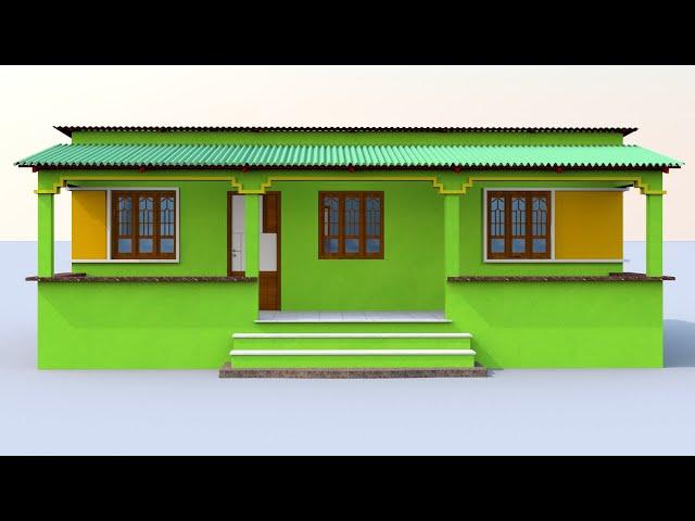 टिन का घर 3 बैडरूम के साथ। गाँव का घरका नक्शा। Tin set home plans. house design with tinshed