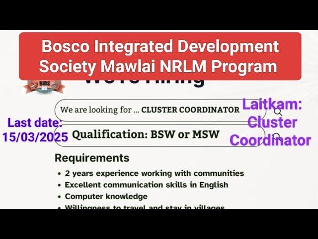 Laitkam Cluster Coordinator @Bosco Integrated Development Society Mawlai NRLM Program