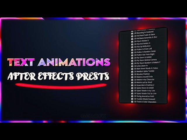 After Effects Text Animation Presets