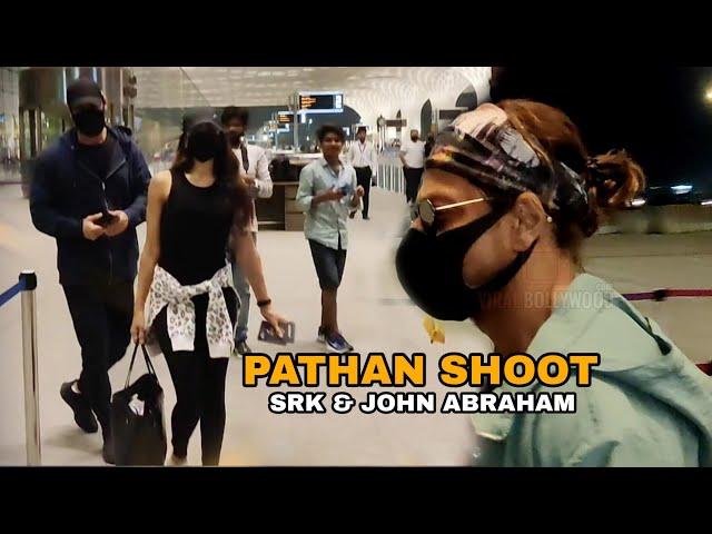 Shahrukh Khan, John Abraham Flying  For PATHAN Movie Shoot | Airport Click