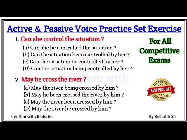 Active and Passive voice Practice set | Active and Passive voice exercise | Active and Passive voice