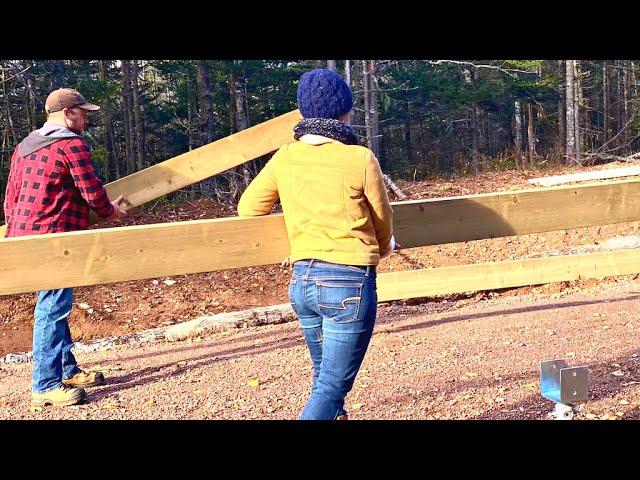 Off Grid Cabin Build Begins! | Treated Beams on Screw Piles