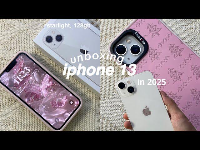 iphone 13 unboxing (starlight) in 2025  + accessories, aesthetic setup, review | ft. xbotgo