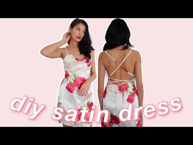 DIY COWL NECK MINI SATIN DRESS USING A PATTERN  | Regine Morales