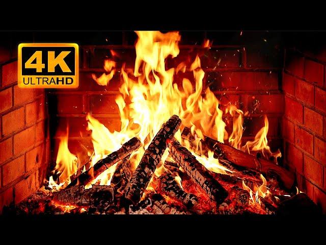  Cozy Fireplace 4K (12 HOURS). Fireplace with Crackling Fire Sounds. Fireplace Ambience