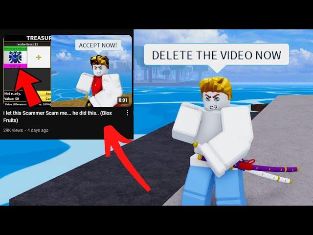 I exposed this scammer, he wants me to delete the video now.. (Blox Fruits)