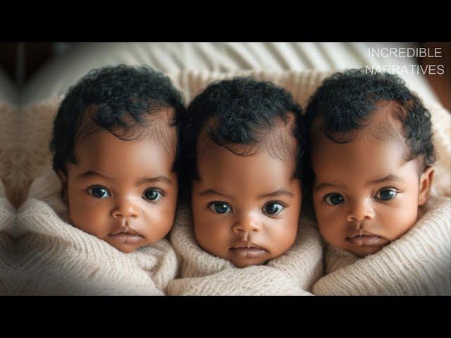 A WHITE woman GAVE BIRTH to BLACK triplets and WAS ABANDONED by her husband  Years later, a VISIT...