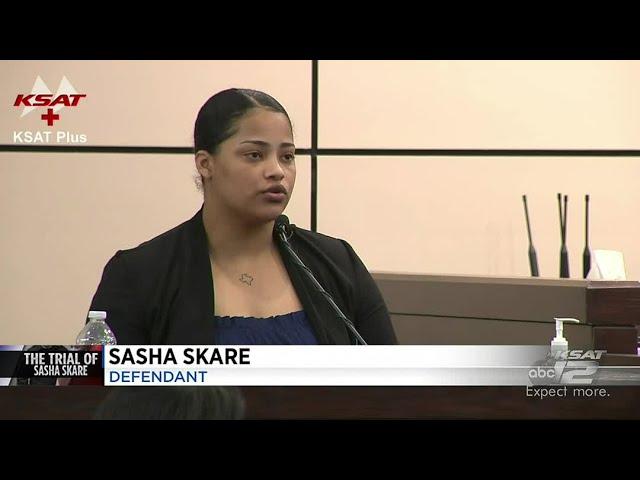 Sasha Skare testifies in her own defense