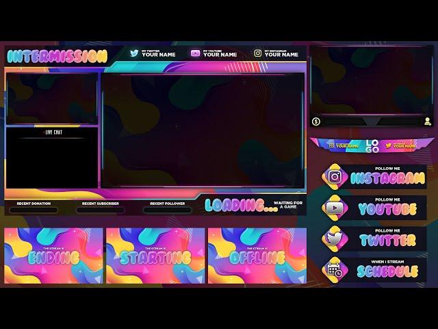 Bubble Themed *Twitch Stream Overlay Template* | PSD Download