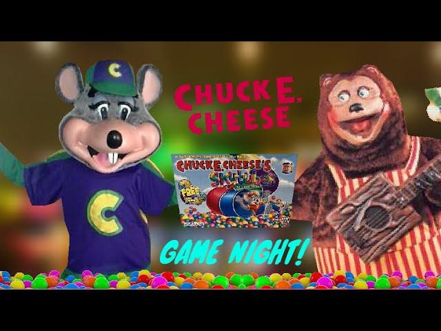 Chuck E Cheese & Billy Bob play the Chuck E Cheese’s Skytubes board game