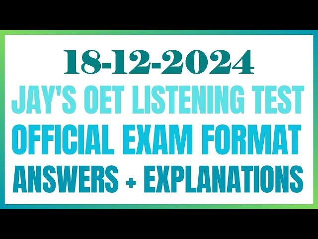 OET LISTENING TEST 18.12.2024 #oet #oetexam #oetnursing #oetlisteningtest