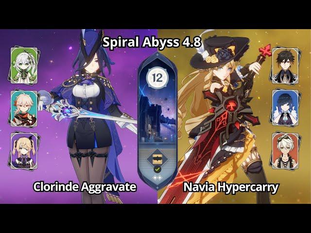 C0 Clorinde Aggravate & C0 Navia Hypercarry - Spiral Abyss 4.7\4.8 Floor 12 Genshin Impact