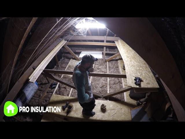 Attic insulation, attic stairs and flooring installation (Dublin)