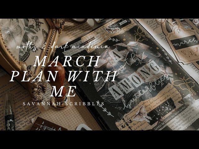 March 2024 Plan With Me I Moths & Dark Academia I Black Page Bujo 