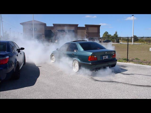 S52 swapped E36 BMW 328 with Schmiedmann headers | Burnouts, donuts, fly bys and exhaust sounds!