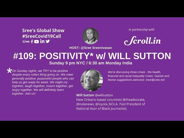 LIVE! Positivity w/ @WillSutton, New Orleans journalist.