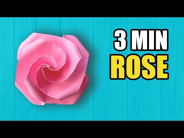 Easy Origami Rose in 3 Minutes (FASTEST on YouTube!)