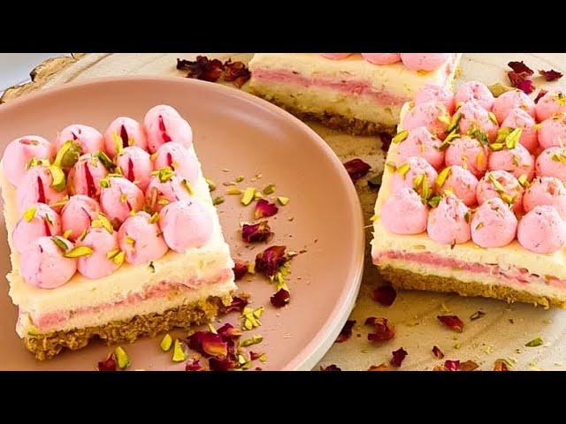 Turkish Delight Cheesecake Recipe / No Bake Cheesecake Recipe/ kitchen diaries by zubda