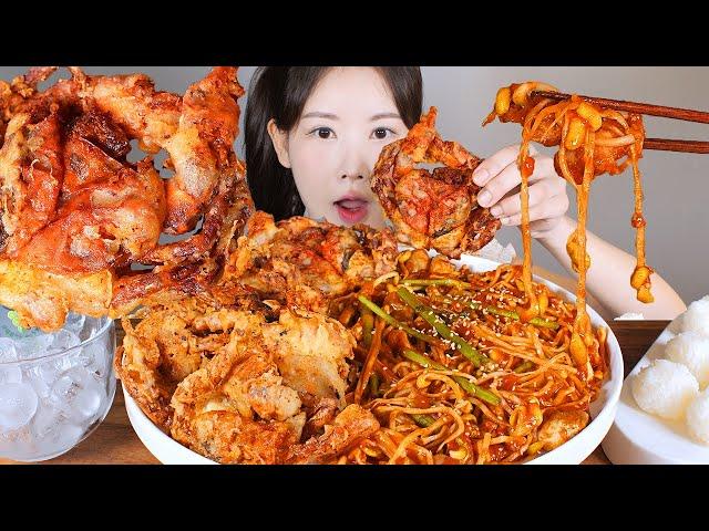 소음 주의 소프트쉘크랩튀김 오만둥이찜 먹방 Soft shell crab [eating show] mukbang korean food