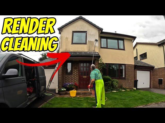 Soft Washing Dirty Render! Quick and Easy Cleaning