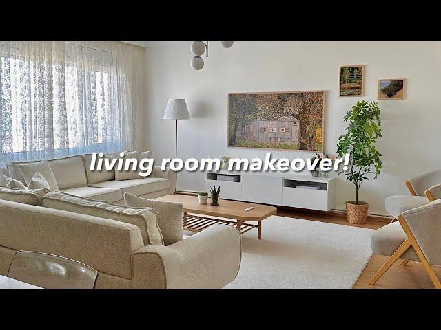 aesthetic & cozy living room makeover  | pinterest style inspired!