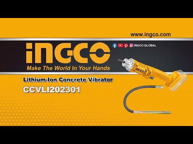 INGCO CCVLI202301 Vibratore per calcestruzzo a batteria 20V con 2 Batterie e Caricabatteria