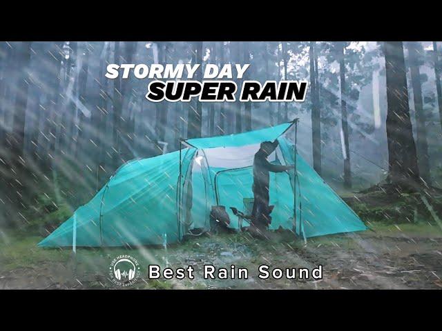  HIGH INTENSITY RAINSTORM! Solo Camping in Heavy Rain & Thunderstorms (JUMBO TENT CAMPING)