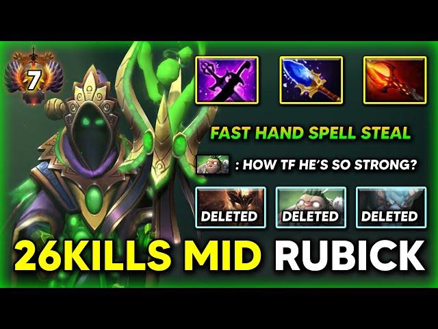 ULTRA FAST HANDS SPELL STEAL MID Rubick 26Kills Aghs Scepter + Kaya & Sange Build 7.37d DOTA 2