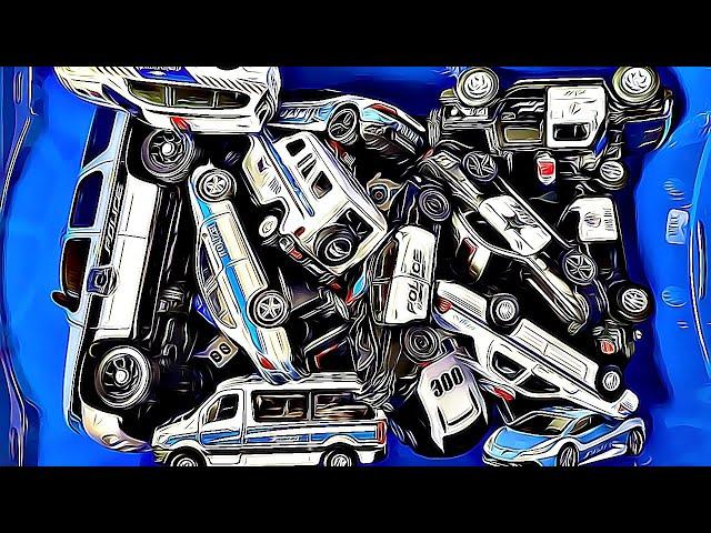 Box full with die cast model police cars  * - MyModelCarCollection