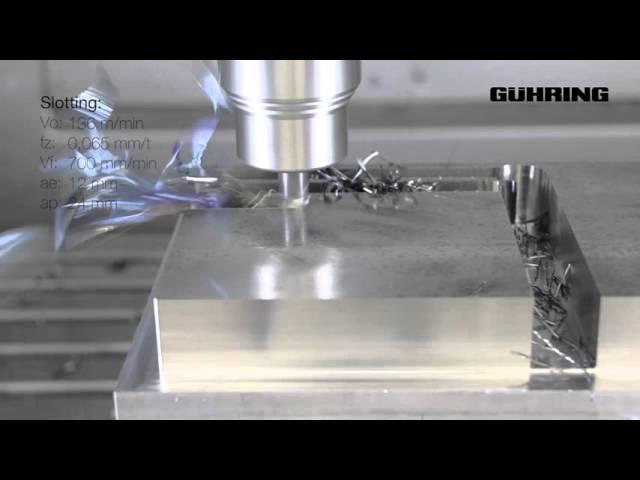 Guhring RF 100 end mills demonstrating high speed machining