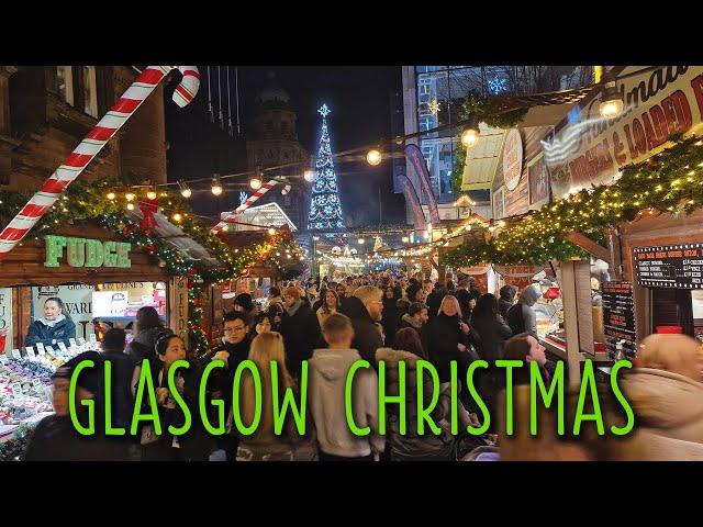 MAGICAL Glasgow at CHRISTMAS 2024! Scotland Walking Tour | Glasgow Christmas Market 4K