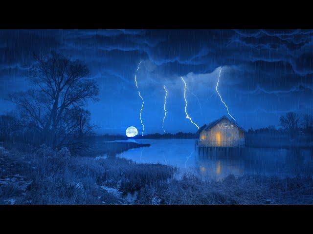 The best thunderstorm sounds for sleeping loud thunder. Heavy rain at night thunderstorm sounds.