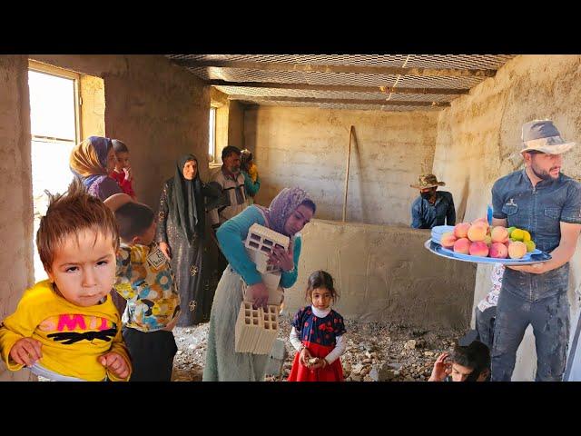 Rural family.A construction engineer came to the village to check the construction situation