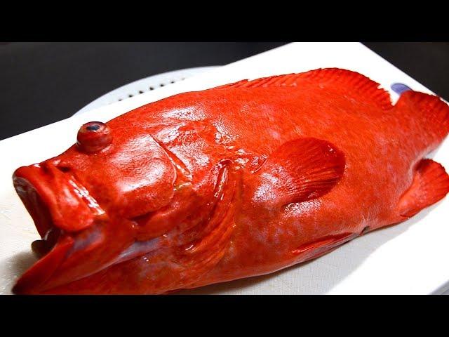 Japanese Food - RARE RED GROUPER Fish Sashimi Seafood