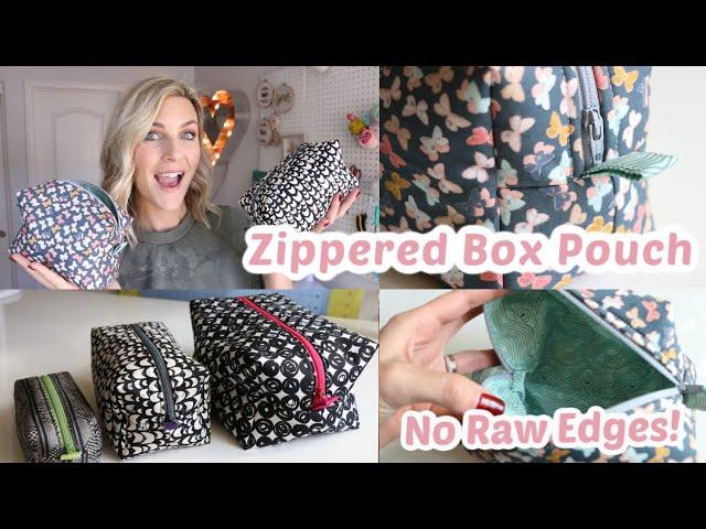 Zippered Box Pouch Sewing Tutorial No Raw Edges - 3 Sizes