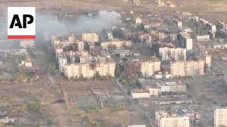 Drone footage shows destruction in Vuhledar, Ukraine