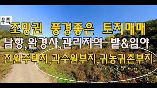 [번호 434519] 충남 금산군 군북면 조망멋진 토지 매매 전원주택용지 급매매 단독주택부지 급매물 귀농귀촌용지 과수원부지 매도 농지&임야 보전관리지역 남향 전봇대앞 부동산직거래