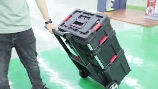 VERTAK 3 in 1 Heavy Duty Stackable Tool Box Set Waterproof Trolley Box With Wheel TH6302224